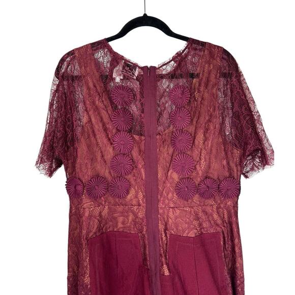 NEW Beguile Byron Lars Carissima Sheath Dress Size 16 Lace Burgundy Wine Corset - Picture 6 of 12